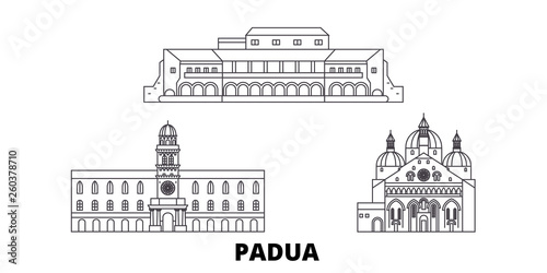 Italy, Padua flat travel skyline set. Italy, Padua black city vector panorama, illustration, travel sights, landmarks, streets. photo