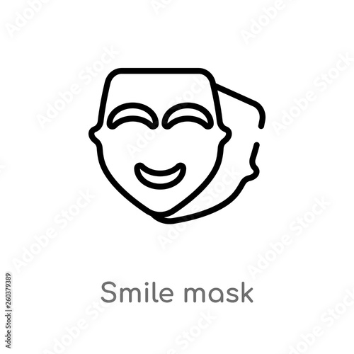 outline smile mask vector icon. isolated black simple line element illustration from cinema concept. editable vector stroke smile mask icon on white background