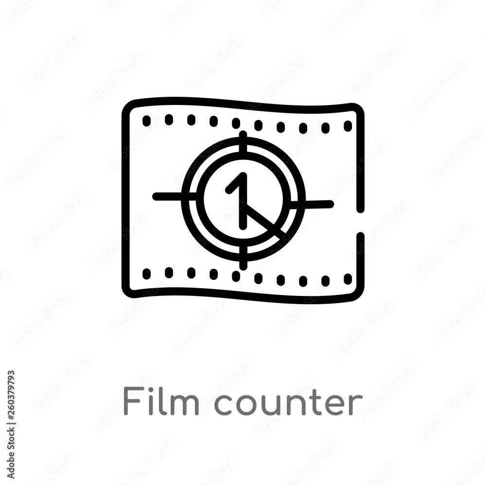 outline film counter vector icon. isolated black simple line element illustration from cinema concept. editable vector stroke film counter icon on white background