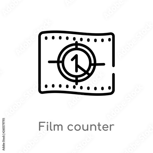 outline film counter vector icon. isolated black simple line element illustration from cinema concept. editable vector stroke film counter icon on white background