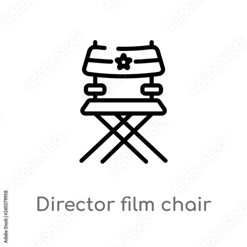 outline director film chair vector icon. isolated black simple line element illustration from cinema concept. editable vector stroke director film chair icon on white background