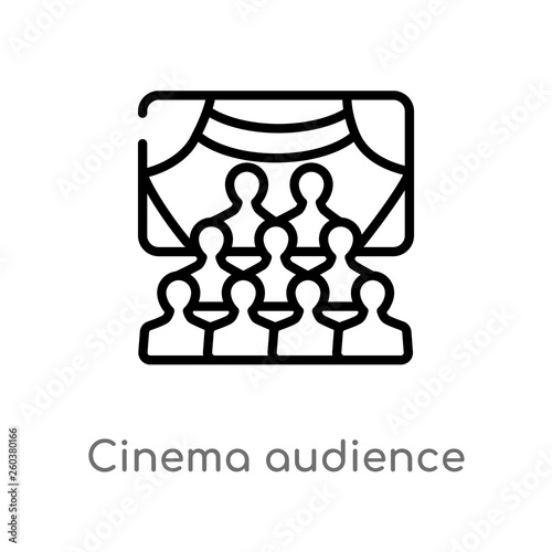 outline cinema audience vector icon. isolated black simple line element illustration from cinema concept. editable vector stroke cinema audience icon on white background