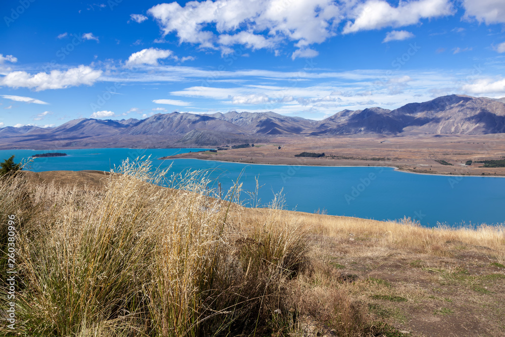 Scenic view of the colourful Lake Tekapo