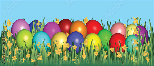 Easter eggs in grass