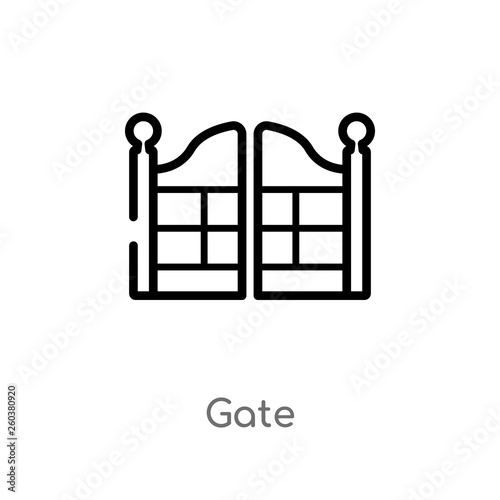 outline gate vector icon. isolated black simple line element illustration from city elements concept. editable vector stroke gate icon on white background