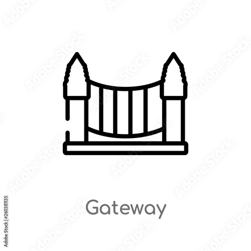 outline gateway vector icon. isolated black simple line element illustration from city elements concept. editable vector stroke gateway icon on white background