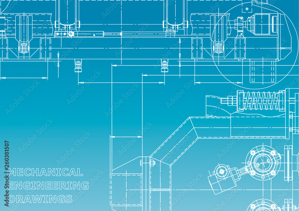 Computer aided design systems. Blueprint, scheme, plan, sketch. Technical illustrations, backgrounds. Mechanical engineering drawing. Blue and white Computer aided design systems. Blueprint, scheme, plan, sketch. Technical illustrations, backgrounds. Mechanical engineering drawing. Blue and white