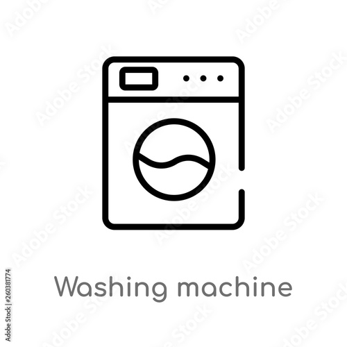 outline washing machine cleanin vector icon. isolated black simple line element illustration from cleaning concept. editable vector stroke washing machine cleanin icon on white background