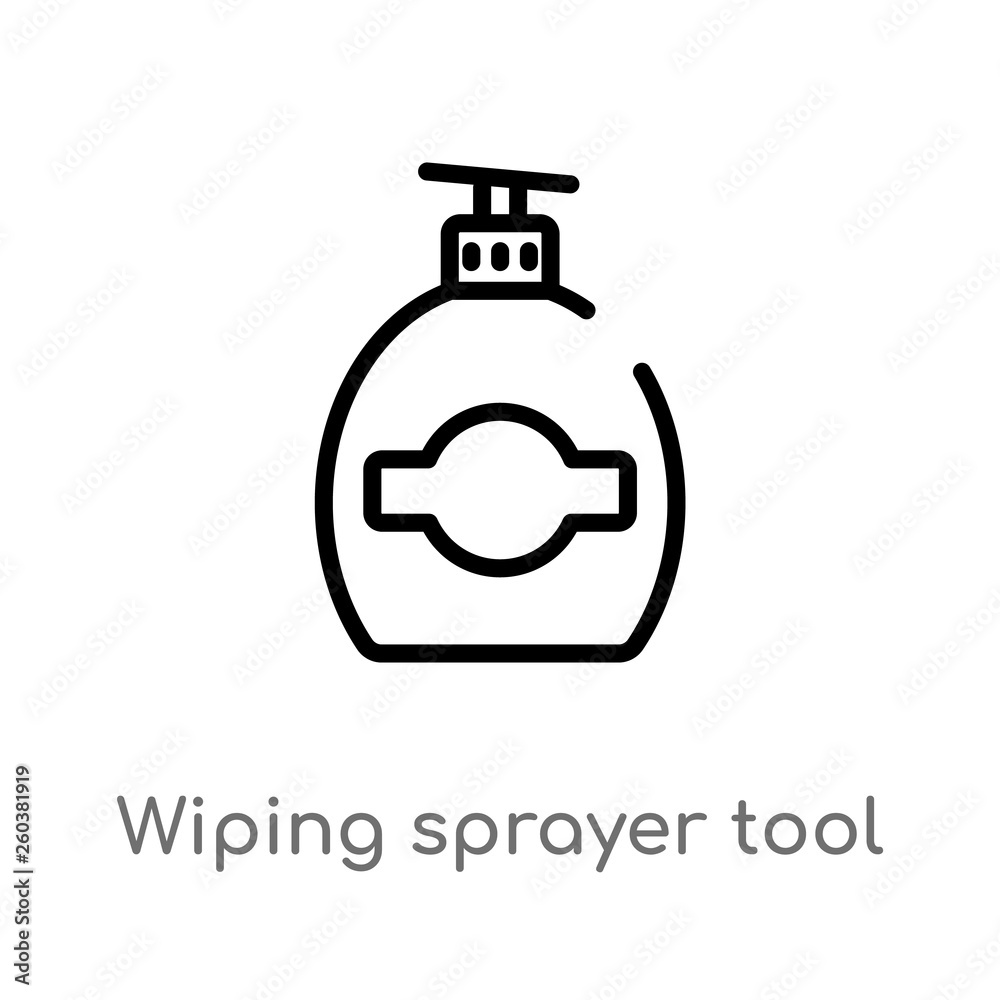 outline wiping sprayer tool vector icon. isolated black simple line element illustration from cleaning concept. editable vector stroke wiping sprayer tool icon on white background outline wiping sprayer tool vector icon. isolated black simple line element illustration from cleaning concept. editable vector stroke wiping sprayer tool icon on white background