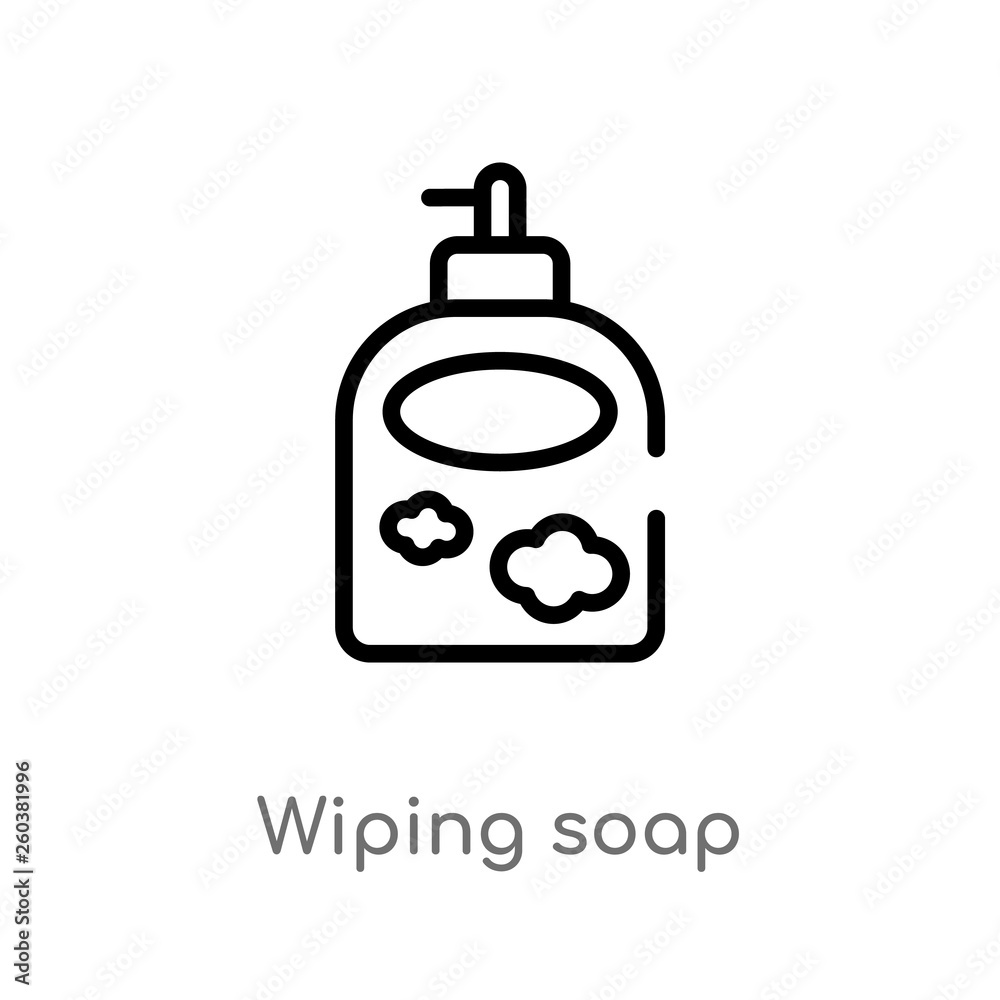 outline wiping soap vector icon. isolated black simple line element illustration from cleaning concept. editable vector stroke wiping soap icon on white background outline wiping soap vector icon. isolated black simple line element illustration from cleaning concept. editable vector stroke wiping soap icon on white background