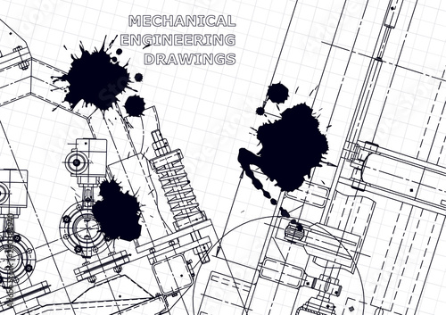 Vector engineering. Computer aided design systems. Black Ink. Blots