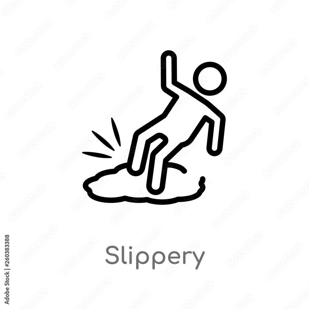 outline slippery vector icon. isolated black simple line element illustration from cleaning concept. editable vector stroke slippery icon on white background outline slippery vector icon. isolated black simple line element illustration from cleaning concept. editable vector stroke slippery icon on white background