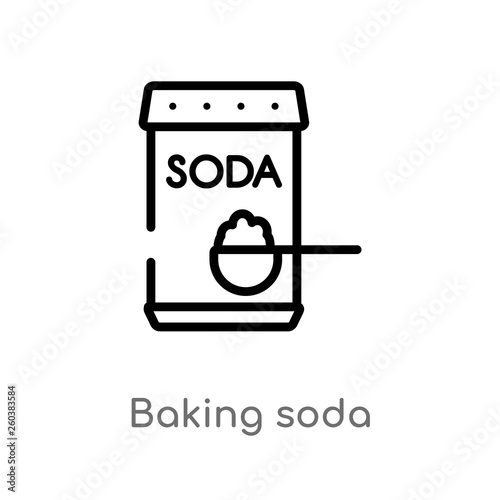 outline baking soda vector icon. isolated black simple line element illustration from cleaning concept. editable vector stroke baking soda icon on white background
