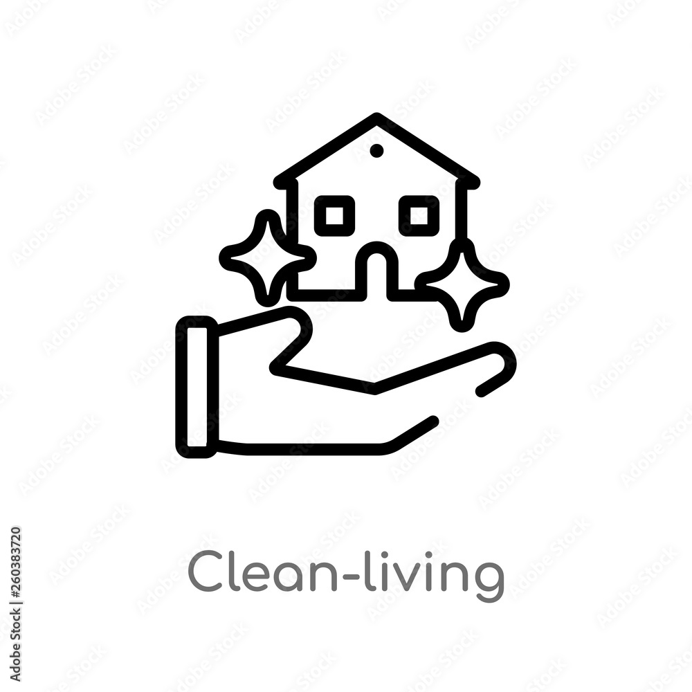 Fototapeta premium outline clean-living vector icon. isolated black simple line element illustration from cleaning concept. editable vector stroke clean-living icon on white background