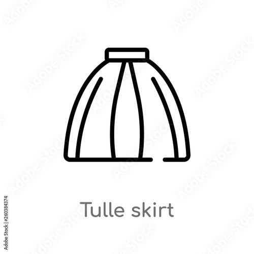outline tulle skirt vector icon. isolated black simple line element illustration from clothes concept. editable vector stroke tulle skirt icon on white background