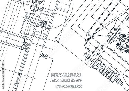 Vector illustration. Computer aided design system. Instrument-making