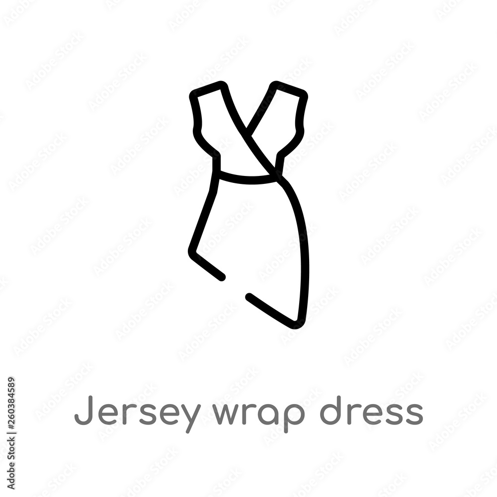 outline jersey wrap dress vector icon. isolated black simple line element illustration from clothes concept. editable vector stroke jersey wrap dress icon on white background