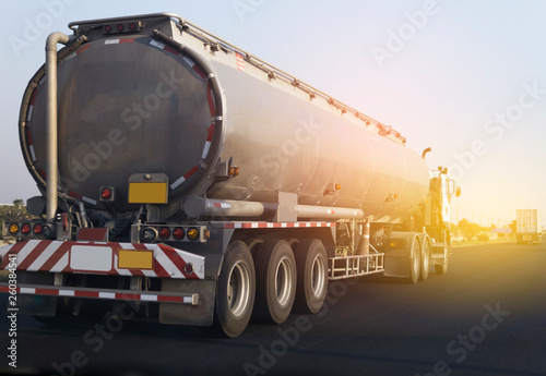 Gas or oil Truck on highway road container, transportation concept.,import,export logistic industrial Transporting Land transport on the asphalt expressway