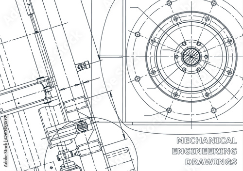 Vector banner. Engineering drawings. Mechanical instrument making. Technical abstract backgrounds. Technical illustration