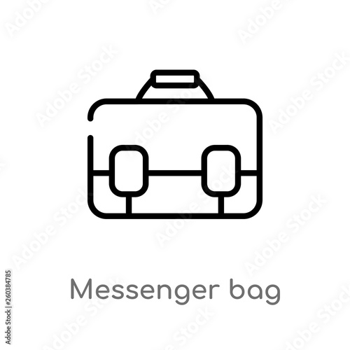 outline messenger bag vector icon. isolated black simple line element illustration from clothes concept. editable vector stroke messenger bag icon on white background