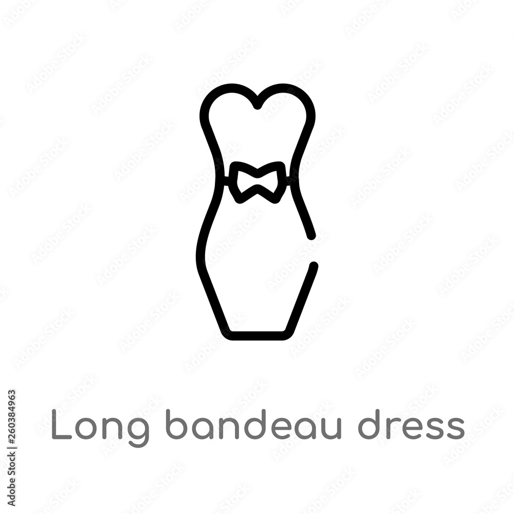outline long bandeau dress vector icon. isolated black simple line element  illustration from clothes concept. editable vector stroke long bandeau  dress icon on white background Stock Vector | Adobe Stock
