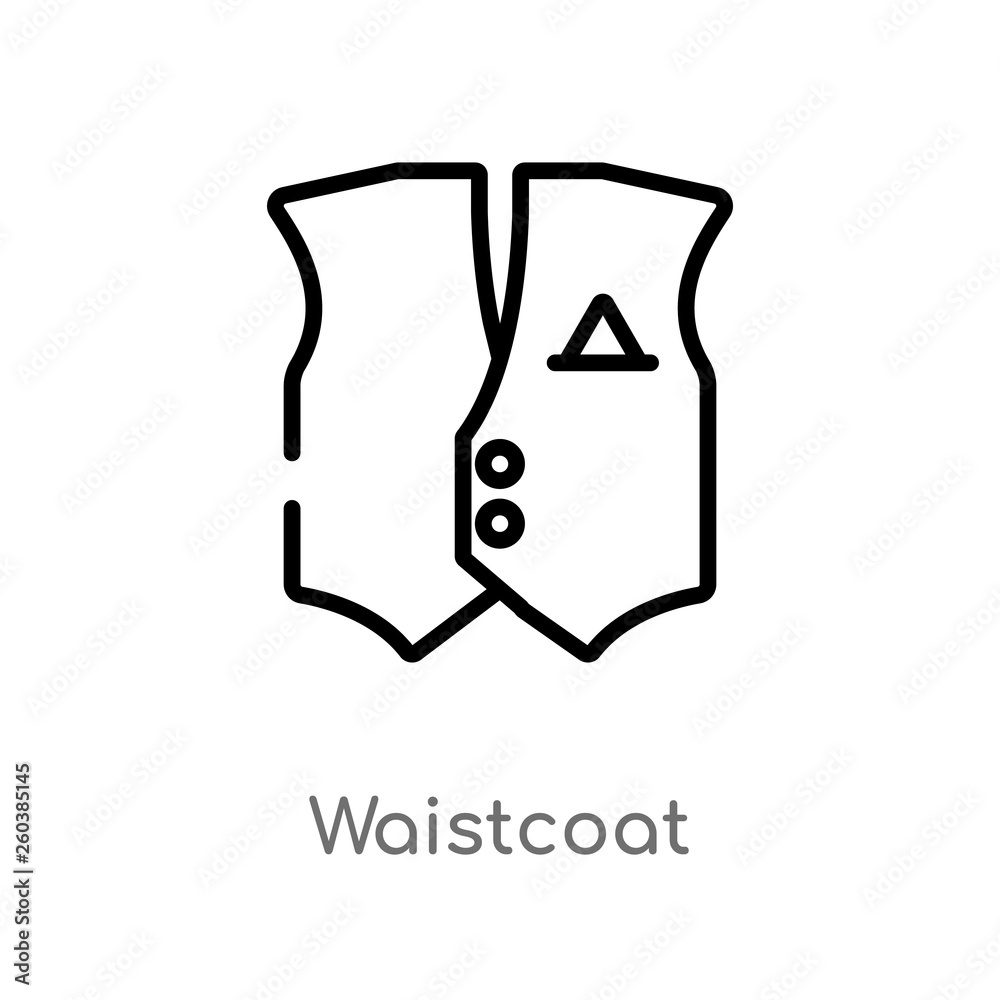 outline waistcoat vector icon. isolated black simple line element illustration from clothes concept. editable vector stroke waistcoat icon on white background outline waistcoat vector icon. isolated black simple line element illustration from clothes concept. editable vector stroke waistcoat icon on white background