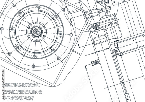 Cover. Vector engineering illustration. Blueprint, flyer, banner, background. Instrument-making drawings. Mechanical engineering drawing. Technical illustrations, backgrounds