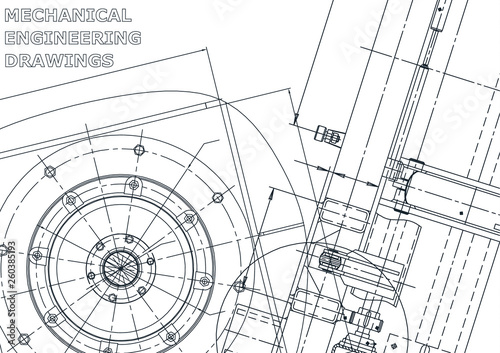 Cover. Vector engineering illustration. Blueprint, flyer, banner, background. Instrument-making drawings. Mechanical