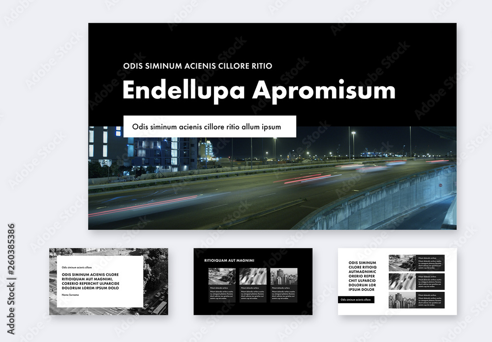 Portfolio Presentation Layout with Black and White Elements Stock ...