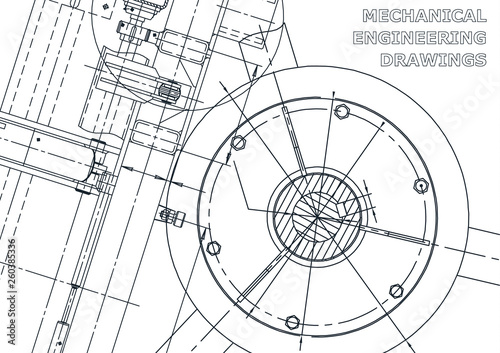 Cover, flyer, banner. Vector engineering illustration. Blueprint, background. Instrument-making drawings. Mechanical engineering drawing. Technical illustrations, backgrounds