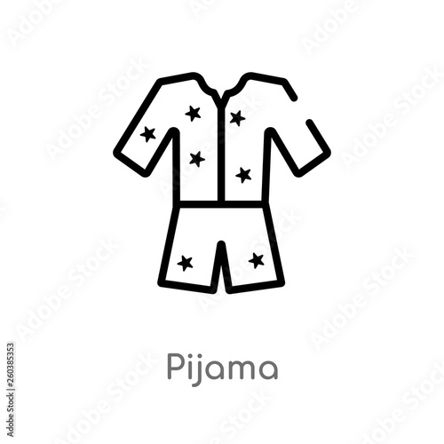 outline pijama vector icon. isolated black simple line element illustration from clothes concept. editable vector stroke pijama icon on white background