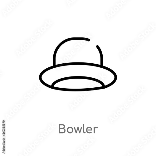 outline bowler vector icon. isolated black simple line element illustration from clothes concept. editable vector stroke bowler icon on white background