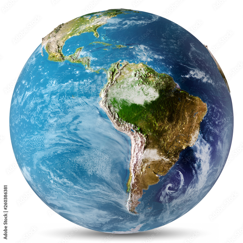 Fototapeta premium South America white isolated