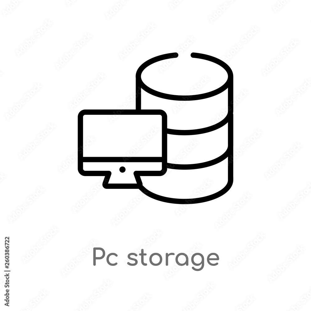 outline pc storage vector icon. isolated black simple line element illustration from computer concept. editable vector stroke pc storage icon on white background outline pc storage vector icon. isolated black simple line element illustration from computer concept. editable vector stroke pc storage icon on white background