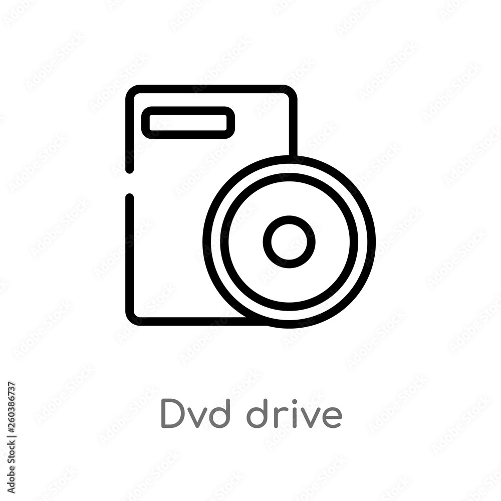 outline dvd drive vector icon. isolated black simple line element illustration from computer concept. editable vector stroke dvd drive icon on white background outline dvd drive vector icon. isolated black simple line element illustration from computer concept. editable vector stroke dvd drive icon on white background