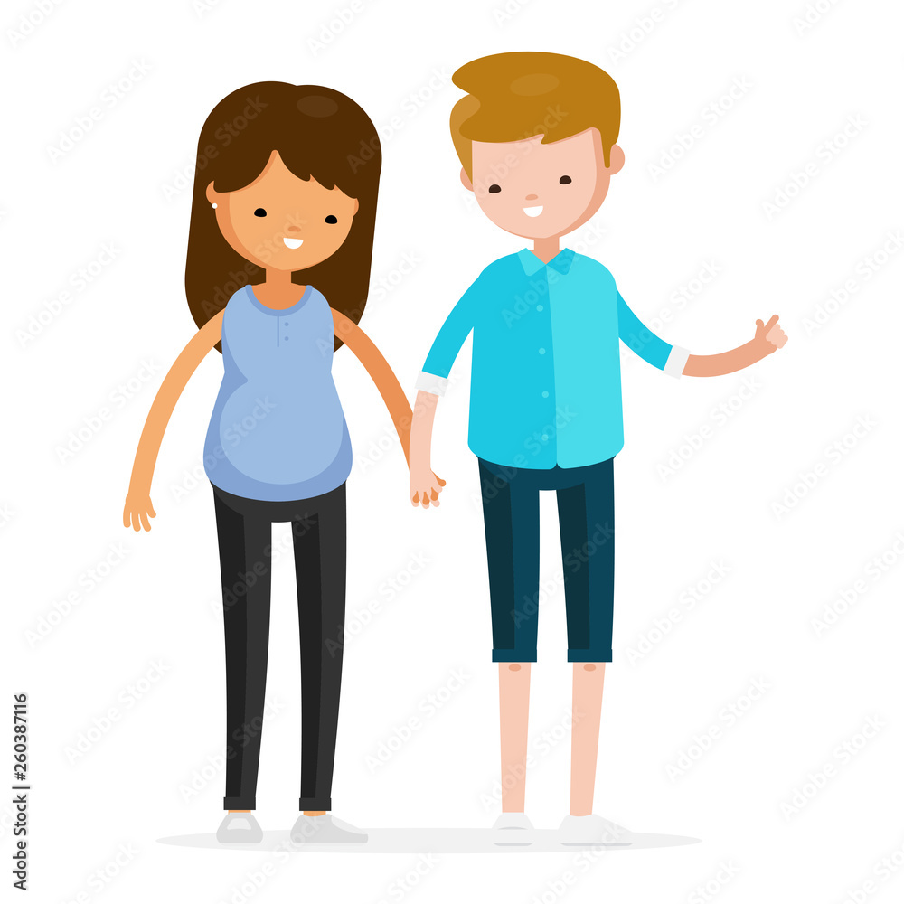 Couple Man Woman Relationship Gay LGBT Boyfriend Girlfriend Love Character in Casual Cloth Isolated Set