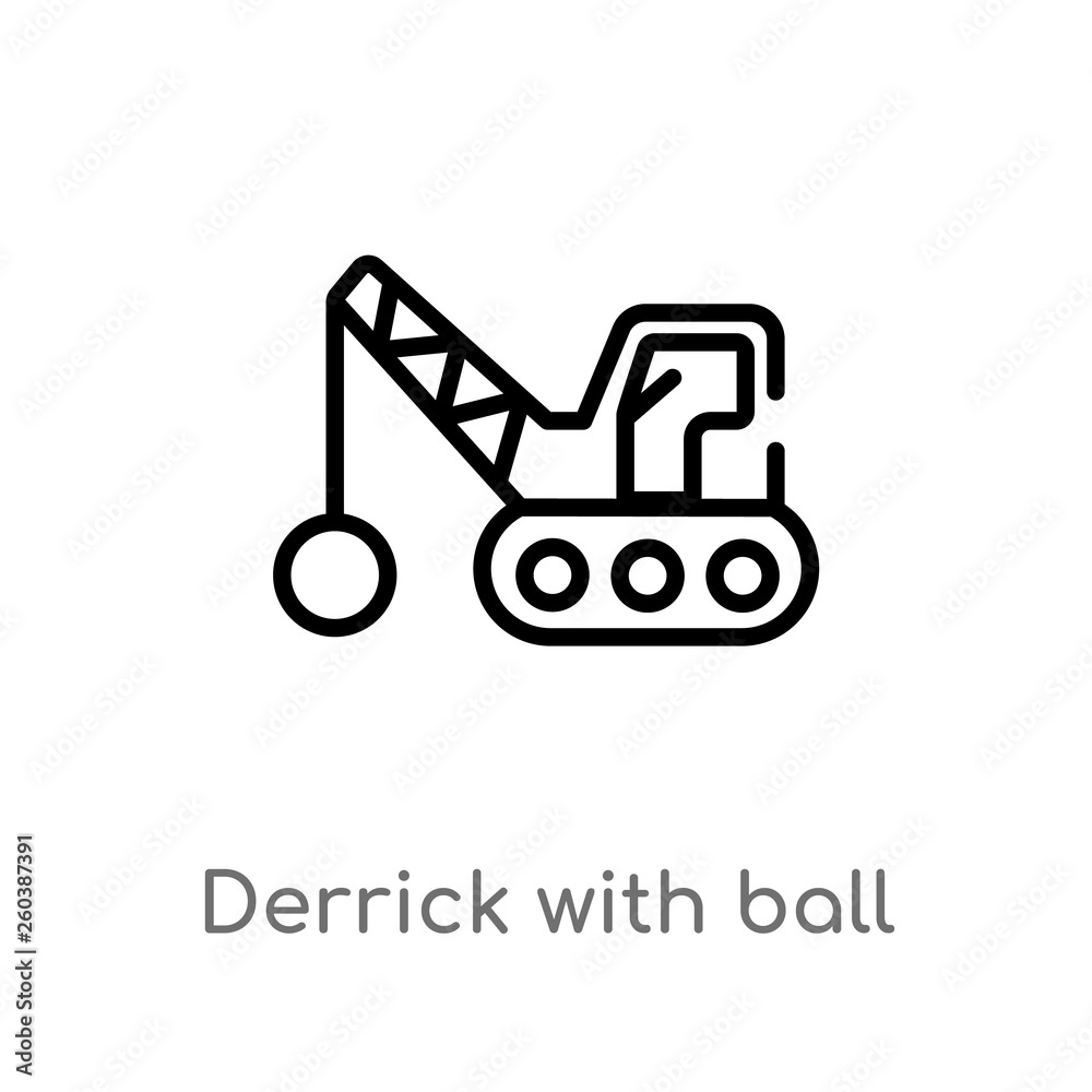 outline derrick with ball vector icon. isolated black simple line element illustration from construction concept. editable vector stroke derrick with ball icon on white background outline derrick with ball vector icon. isolated black simple line element illustration from construction concept. editable vector stroke derrick with ball icon on white background