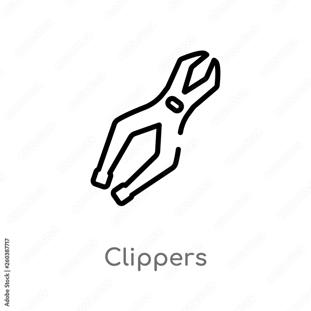 outline clippers vector icon. isolated black simple line element illustration from construction concept. editable vector stroke clippers icon on white background outline clippers vector icon. isolated black simple line element illustration from construction concept. editable vector stroke clippers icon on white background