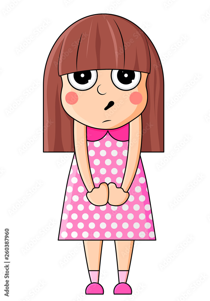 Cute cartoon girl with surprised emotions. Vector illustration. Cute cartoon girl with surprised emotions. Vector illustration.