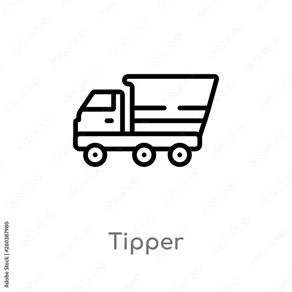 outline tipper vector icon. isolated black simple line element illustration from construction concept. editable vector stroke tipper icon on white background outline tipper vector icon. isolated black simple line element illustration from construction concept. editable vector stroke tipper icon on white background