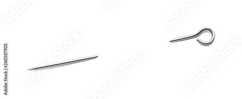 Safety needle pierces paper. Needle ready for your design. Vector illustration isolated on white background. EPS10.	