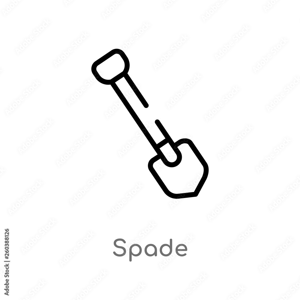 outline spade vector icon. isolated black simple line element illustration from construction and tools concept. editable vector stroke spade icon on white background outline spade vector icon. isolated black simple line element illustration from construction and tools concept. editable vector stroke spade icon on white background