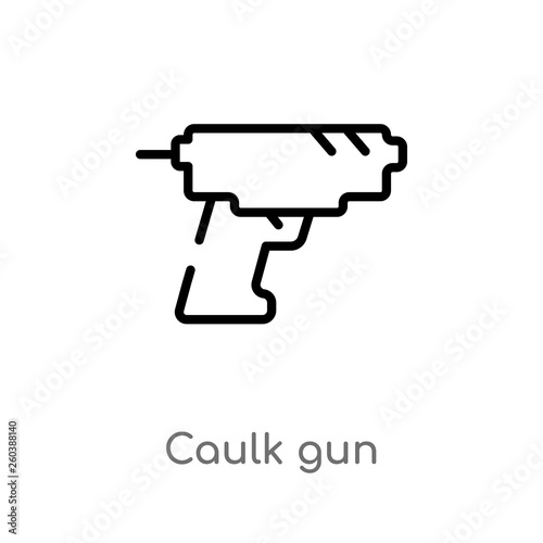 outline caulk gun vector icon. isolated black simple line element illustration from construction and tools concept. editable vector stroke caulk gun icon on white background
