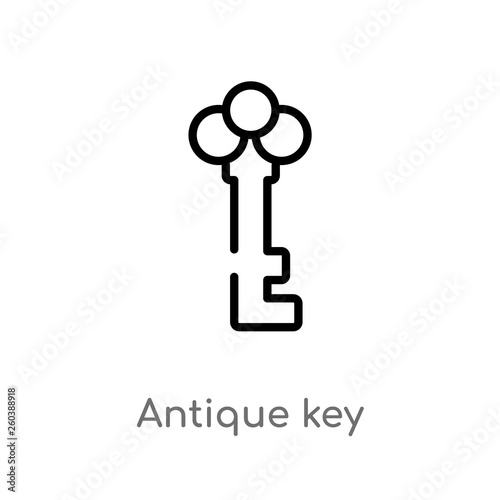 outline antique key vector icon. isolated black simple line element illustration from tools concept. editable vector stroke antique key icon on white background