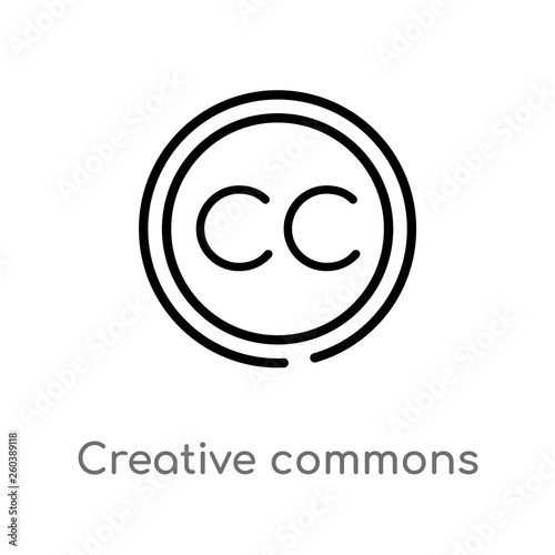 outline creative commons vector icon. isolated black simple line element illustration from content concept. editable vector stroke creative commons icon on white background