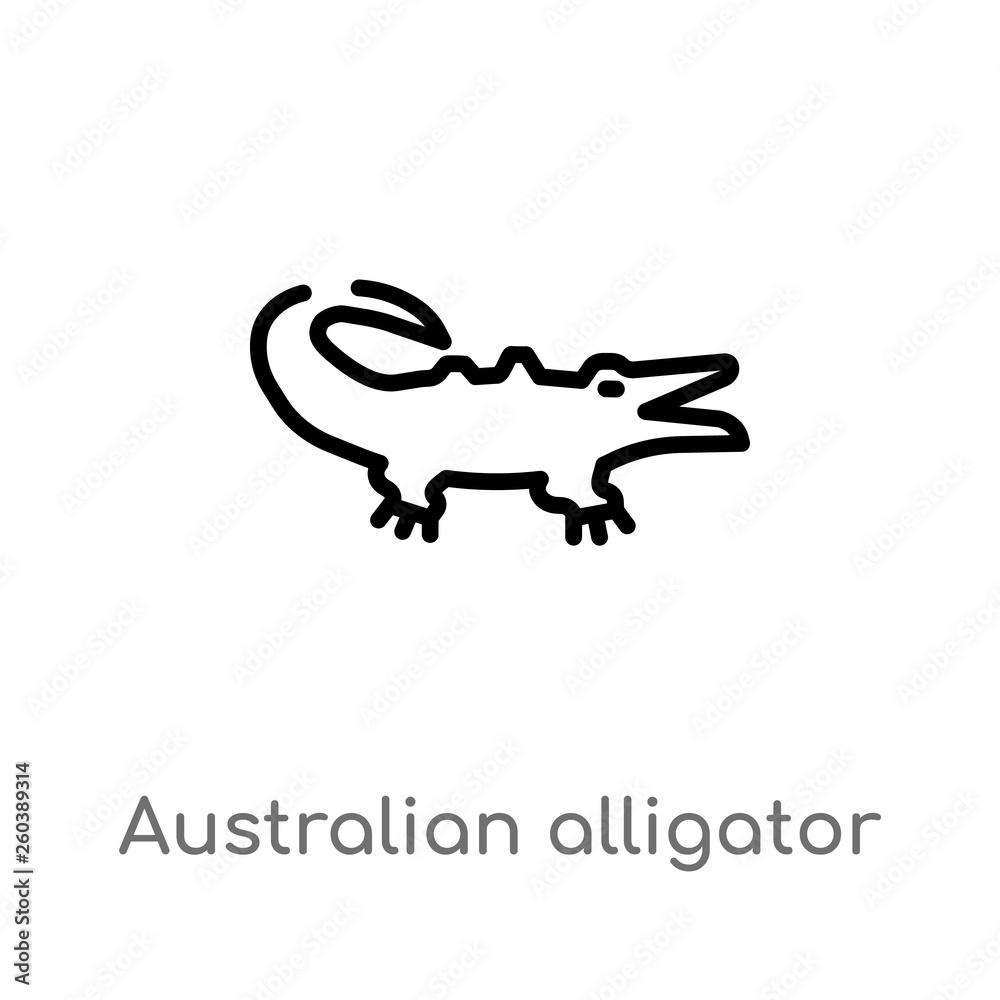 outline australian alligator vector icon. isolated black simple line element illustration from culture concept. editable vector stroke australian alligator icon on white background outline australian alligator vector icon. isolated black simple line element illustration from culture concept. editable vector stroke australian alligator icon on white background