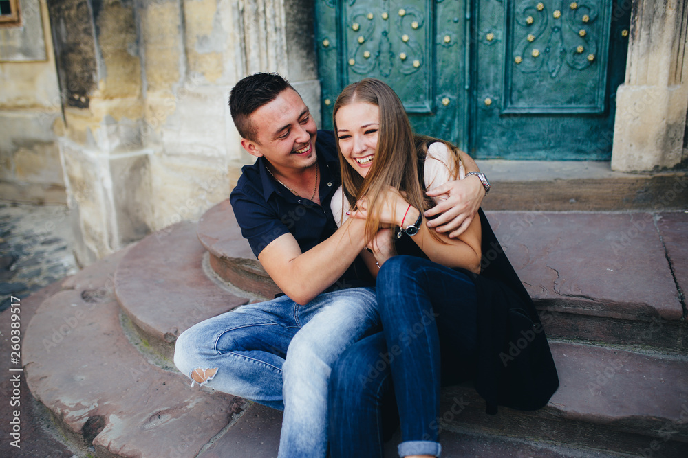 Lovely portrait of a young couple. Lovely portrait of a young couple.