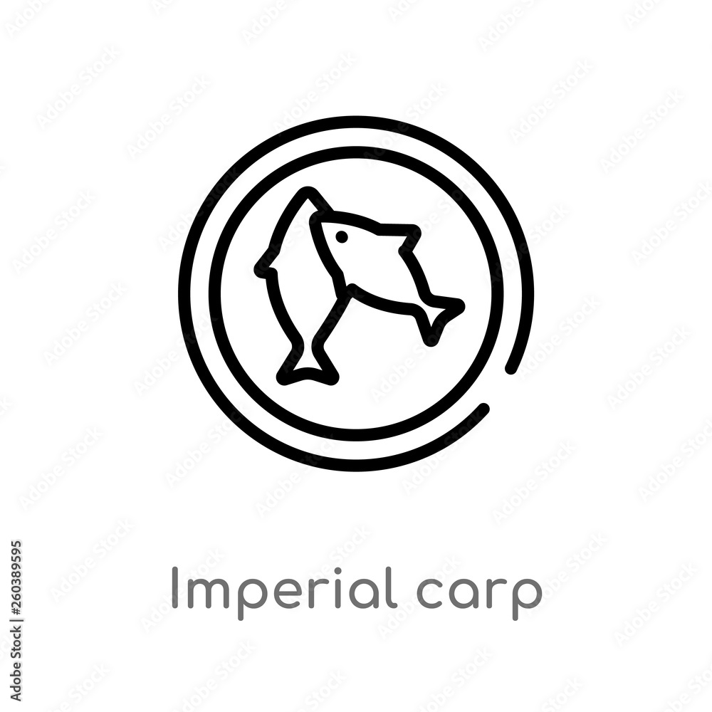 Obraz premium outline imperial carp vector icon. isolated black simple line element illustration from culture concept. editable vector stroke imperial carp icon on white background