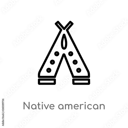 outline native american wigwam vector icon. isolated black simple line element illustration from culture concept. editable vector stroke native american wigwam icon on white background