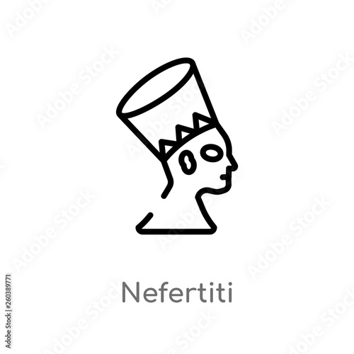 outline nefertiti vector icon. isolated black simple line element illustration from culture concept. editable vector stroke nefertiti icon on white background